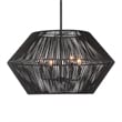 Uttermost Suva 4-Light Transitional Steel & Rattan Pendant in Matte Black