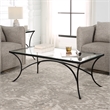 Uttermost Alayna Beveled Transitional Glass & Metal Coffee Table in Satin Black