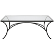 Uttermost Alayna Beveled Transitional Glass & Metal Coffee Table in Satin Black