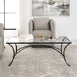 Uttermost Alayna Beveled Transitional Glass & Metal Coffee Table in Satin Black