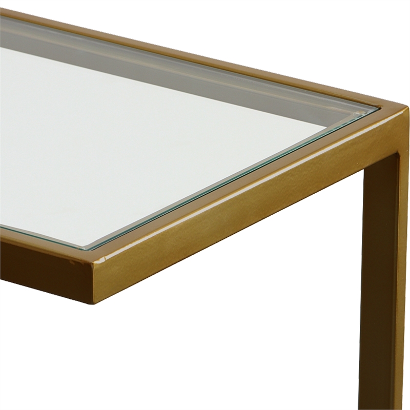 Uttermost Musing Transitional Metal & Glass Accent Table in Brushed Brass/Clear
