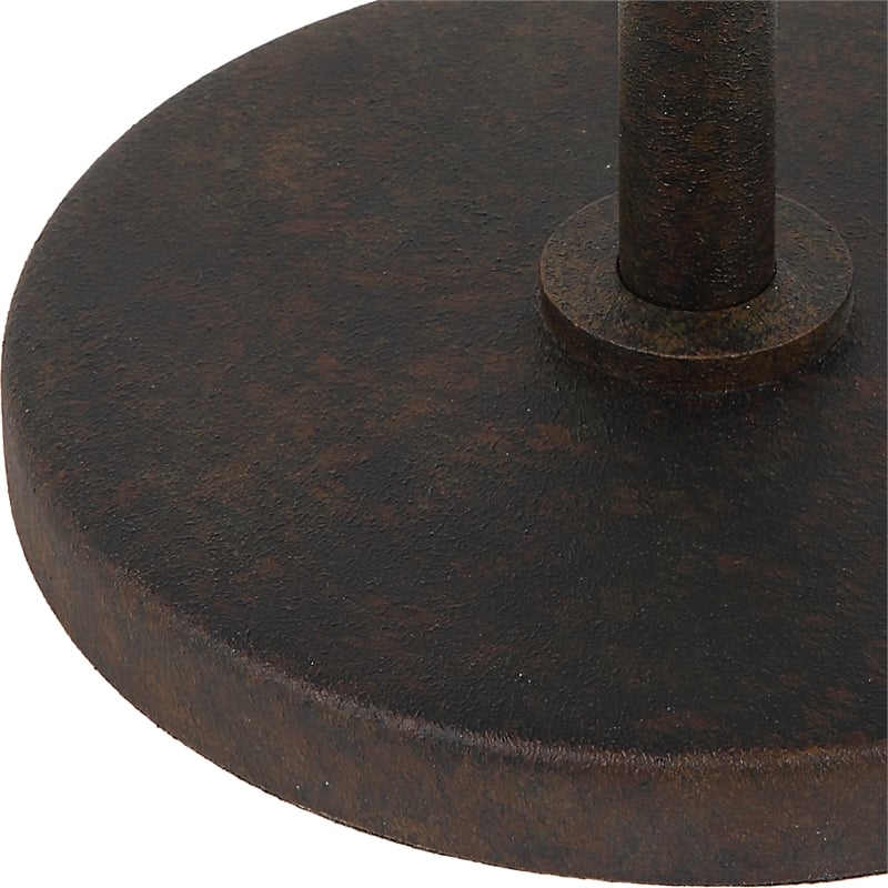 Uttermost Forge Contemporary Metal & Crystal Accent Table in Rustic Brown/Clear