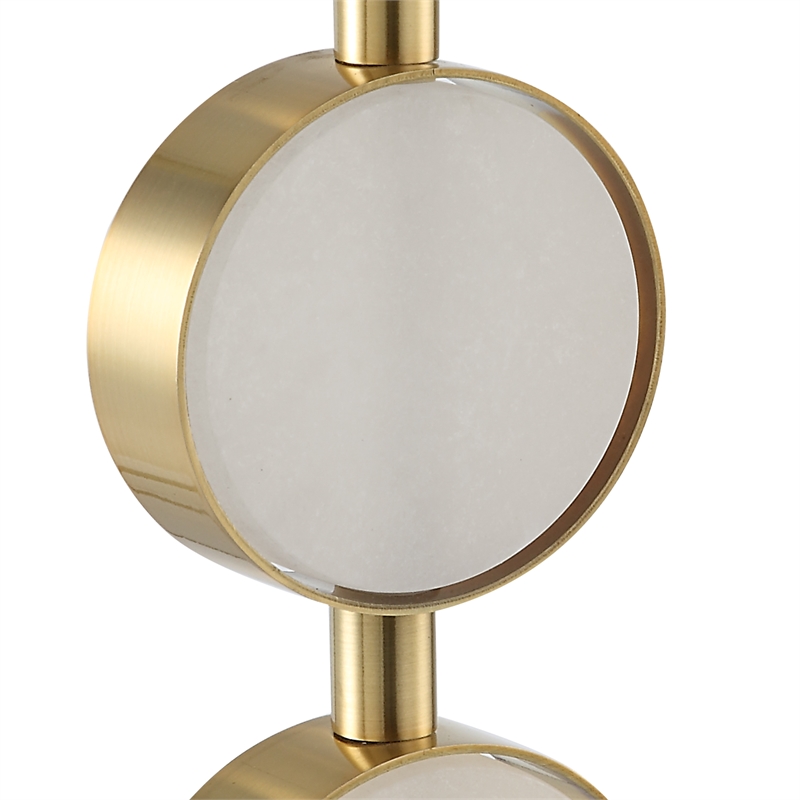 Uttermost Three Rings 1-Light Metal & Fabric Table Lamp in Brushed Brass/White