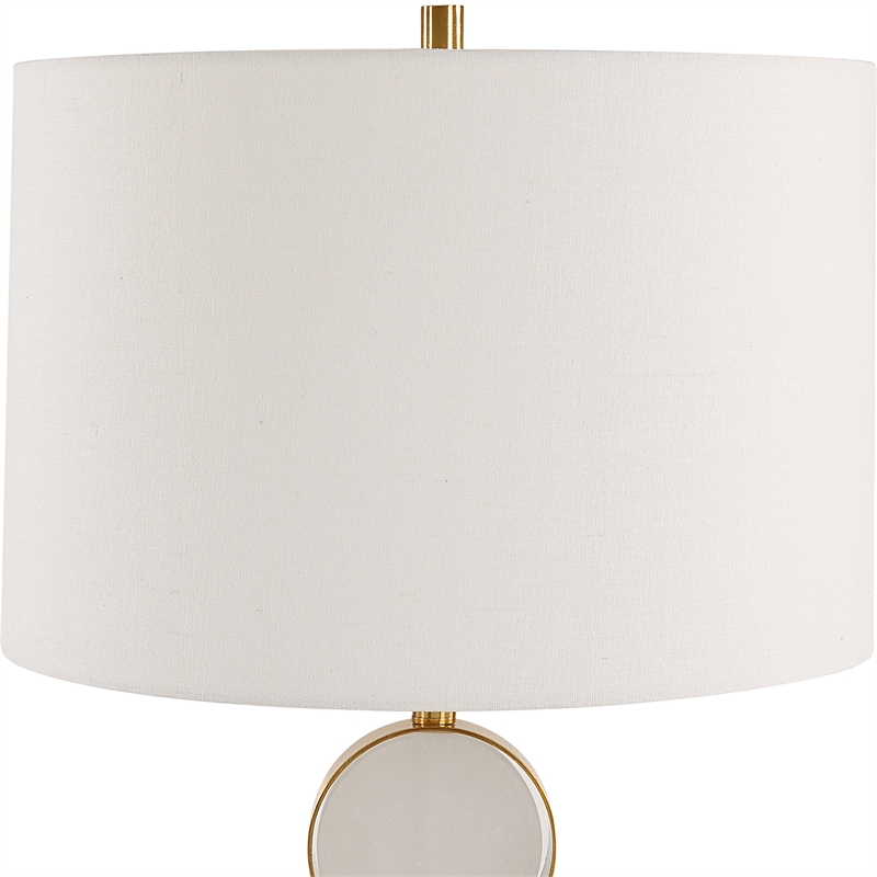 Uttermost Three Rings 1-Light Metal & Fabric Table Lamp in Brushed Brass/White