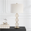 Uttermost Three Rings 1-Light Metal & Fabric Table Lamp in Brushed Brass/White