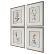 Uttermost Heirloom Blooms Wood & Fabric Framed Prints in Gray/Ivory (Set of 4)
