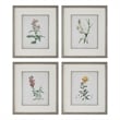 Uttermost Heirloom Blooms Wood & Fabric Framed Prints in Gray/Ivory (Set of 4)