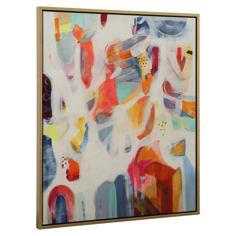 Uttermost Reawaken Modern Canvas Fabric Framed Abstract Art in Multi-Color