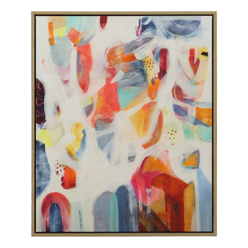 Uttermost Reawaken Modern Canvas Fabric Framed Abstract Art in Multi-Color
