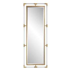 Uttermost Balkan 27.5&quot Beveled Transitional Metal Tall Mirror in Metallic Gold