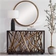 Uttermost Teak Maze Transitional Wood Console Table in Natural/Walnut