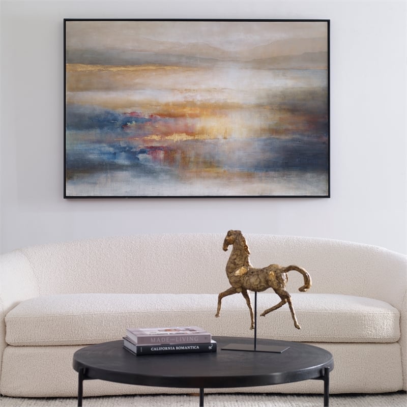 Uttermost Seafaring Dusk Coastal Canvas Fabric Abstract Art in Multi-Color
