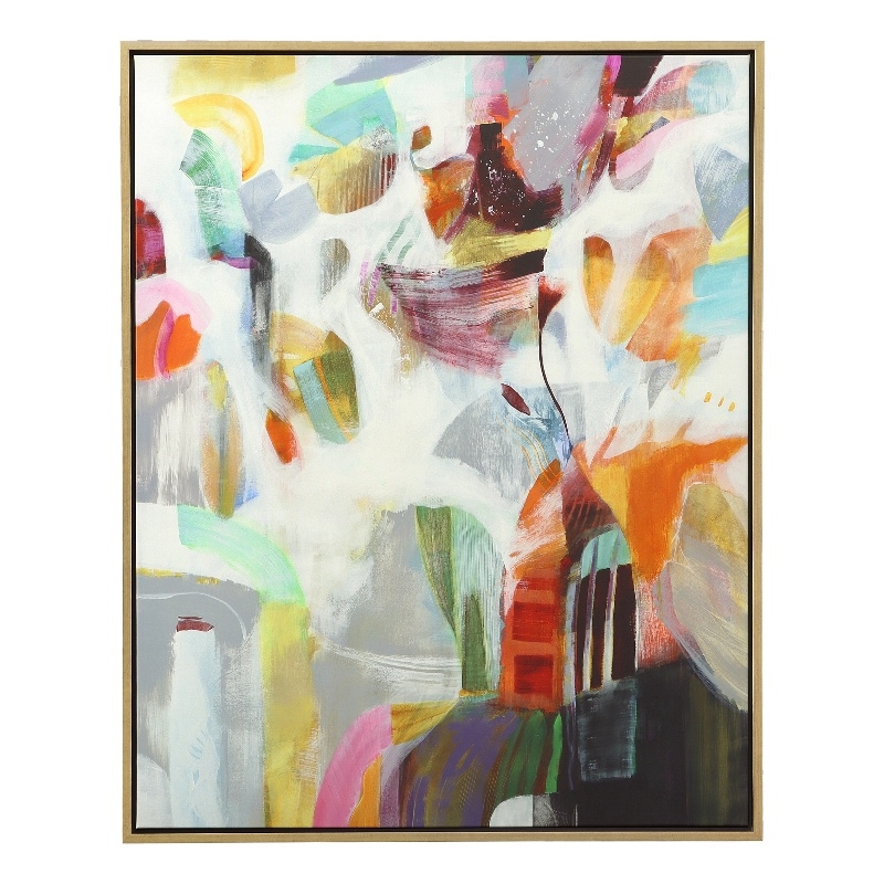 Uttermost Renewal Modern Canvas Fabric Framed Abstract Art in Multi-Color