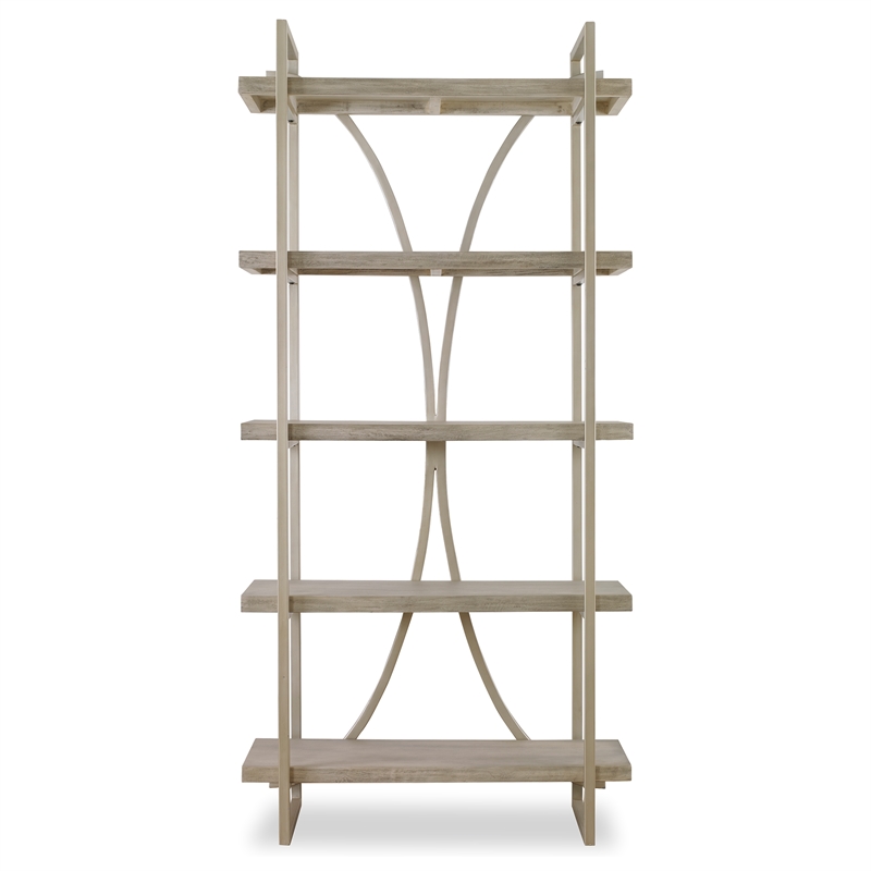 Uttermost Sway 5-Shelf Metal & Wood Etagere in Distressed Gray/Silver