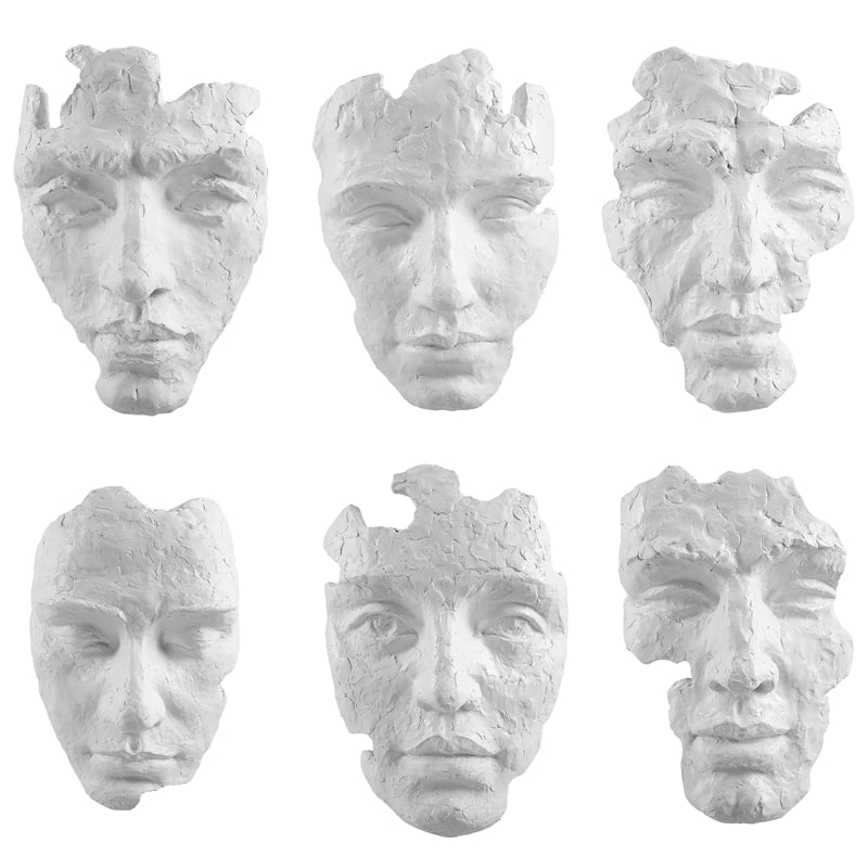 Uttermost Self-Portrait 6-Piece Contemporary Polyresin Mask Wall Decor in White