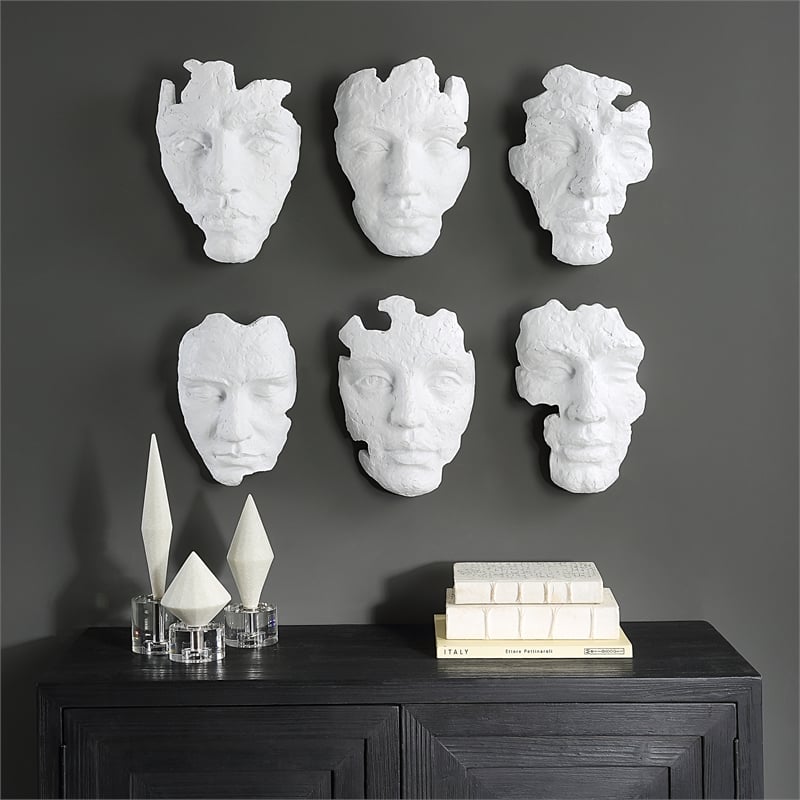 Uttermost Self-Portrait 6-Piece Contemporary Polyresin Mask Wall Decor in White