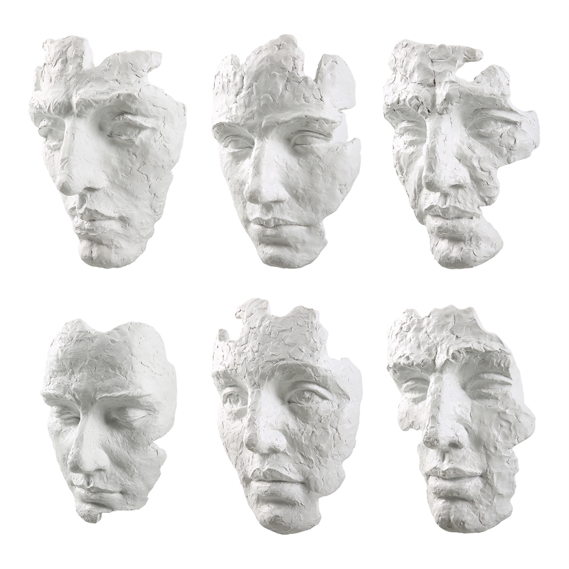 Uttermost Self-Portrait 6-Piece Contemporary Polyresin Mask Wall Decor in White