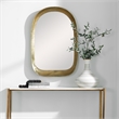 Uttermost Bradano Contemporary Cast Aluminum/Glass Arch Mirror in Antique Brass