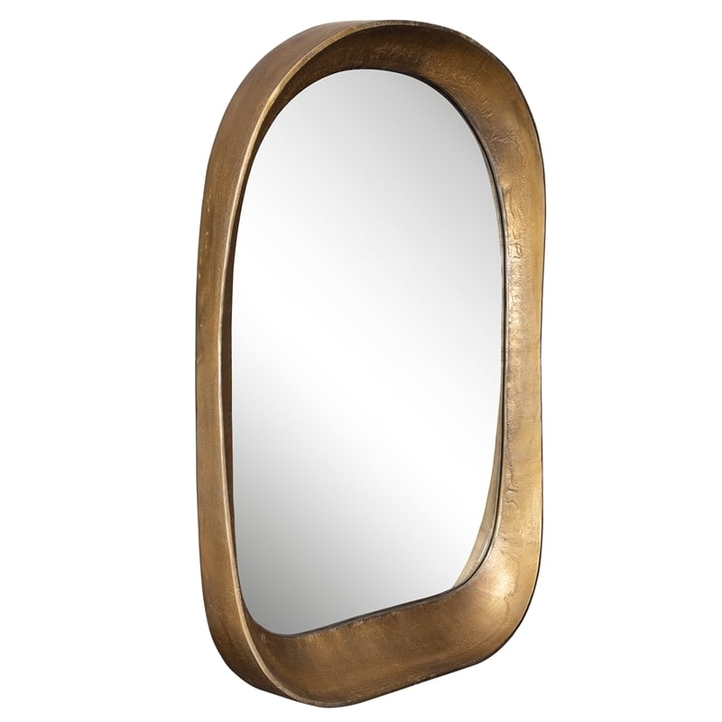 Uttermost Bradano Contemporary Cast Aluminum/Glass Arch Mirror in Antique Brass