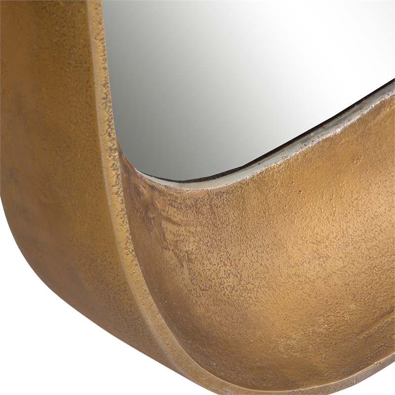 Uttermost Bradano Contemporary Cast Aluminum/Glass Arch Mirror in Antique Brass