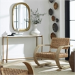 Uttermost Bradano Contemporary Cast Aluminum/Glass Arch Mirror in Antique Brass