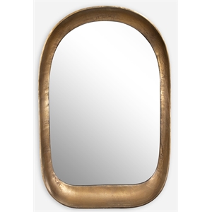 Uttermost Bradano Contemporary Cast Aluminum/Glass Arch Mirror in Antique Brass