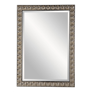 Uttermost Silvio Contemporary Iron Metal/Ceramic Vanity Mirror in Antique Silver