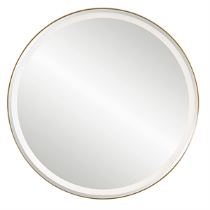 Uttermost Crofton Contemporary Stainless Steel and Metal Round Mirror in Brass