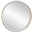 Uttermost Crofton Contemporary Stainless Steel and Metal Round Mirror in Brass