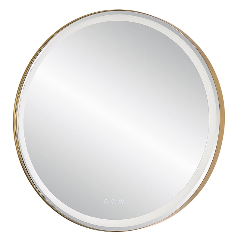 Uttermost Crofton Contemporary Stainless Steel and Metal Round Mirror in Brass