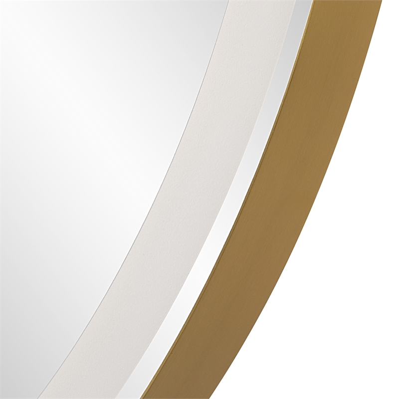 Uttermost Crofton Contemporary Stainless Steel and Metal Round Mirror in Brass