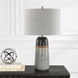 Uttermost Coen Coastal Fabric & Ceramic Lamp in Light Gray and Brown