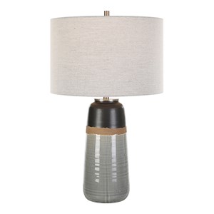 Uttermost Coen Coastal Fabric & Ceramic Lamp in Light Gray and Brown