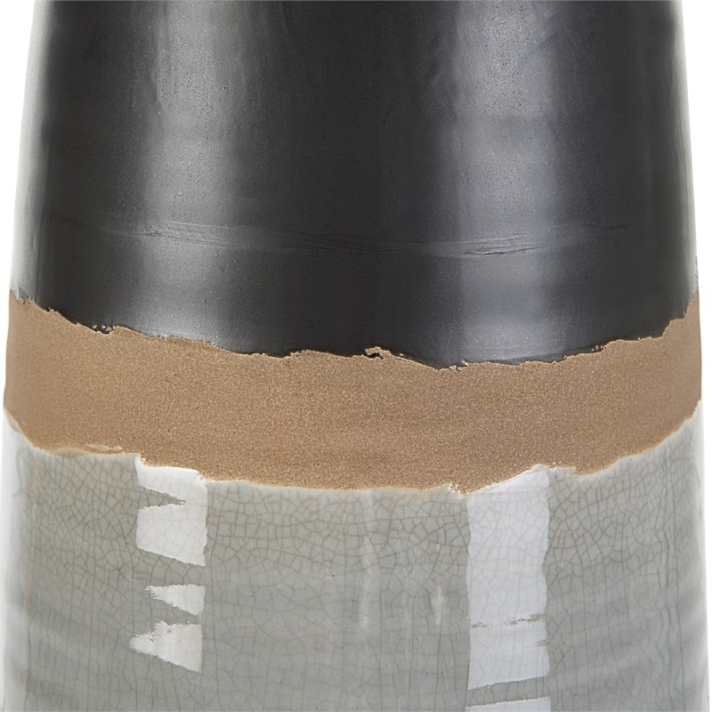 Uttermost Coen Coastal Fabric & Ceramic Lamp in Light Gray and Brown
