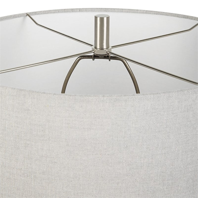 Uttermost Coen Coastal Fabric & Ceramic Lamp in Light Gray and Brown