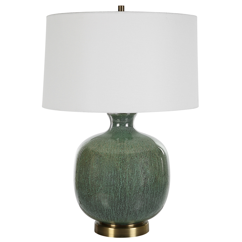 Uttermost Nataly Coastal Ceramic and Fabric Table Lamp in White/Green