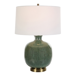 Uttermost Nataly Coastal Ceramic and Fabric Table Lamp in White/Green