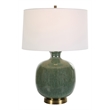 Uttermost Nataly Coastal Ceramic and Fabric Table Lamp in White/Green