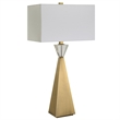 Uttermost Arete Contemporary Iron Metal and Fabric Table Lamp in Brass/White