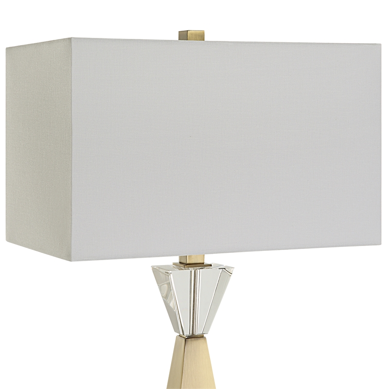 Uttermost Arete Contemporary Iron Metal and Fabric Table Lamp in Brass/White
