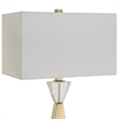 Uttermost Arete Contemporary Iron Metal and Fabric Table Lamp in Brass/White