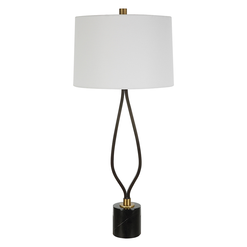 Uttermost Separate Contemporary Iron Metal and Fabric Table Lamp in Black/White