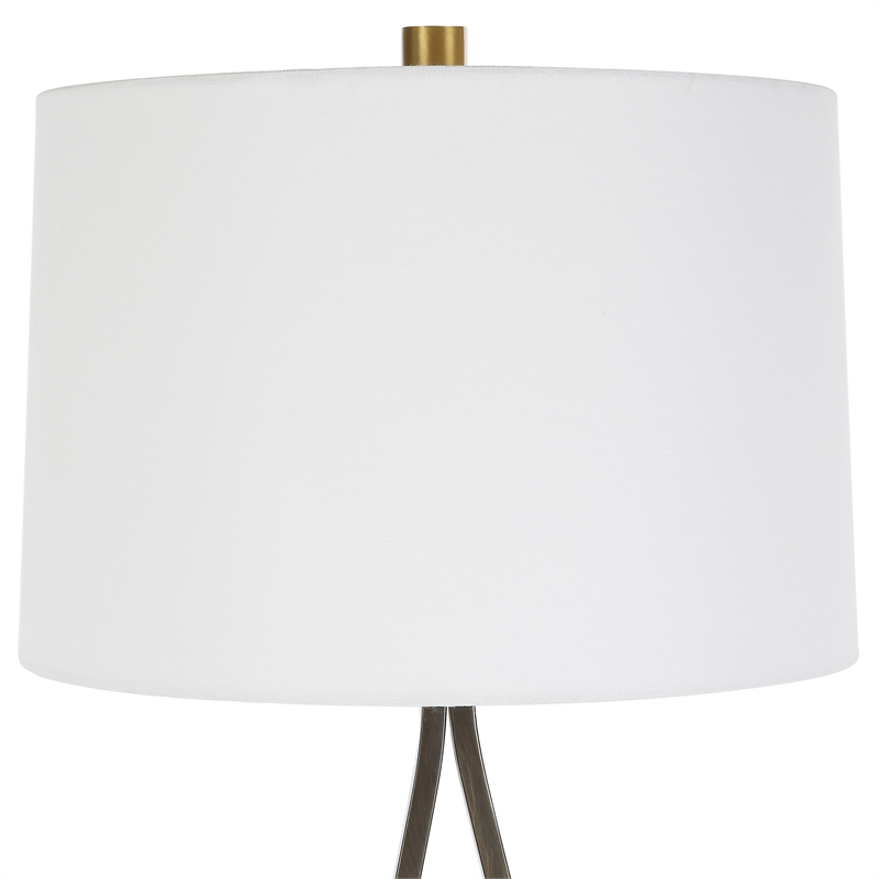 Uttermost Separate Contemporary Iron Metal and Fabric Table Lamp in Black/White