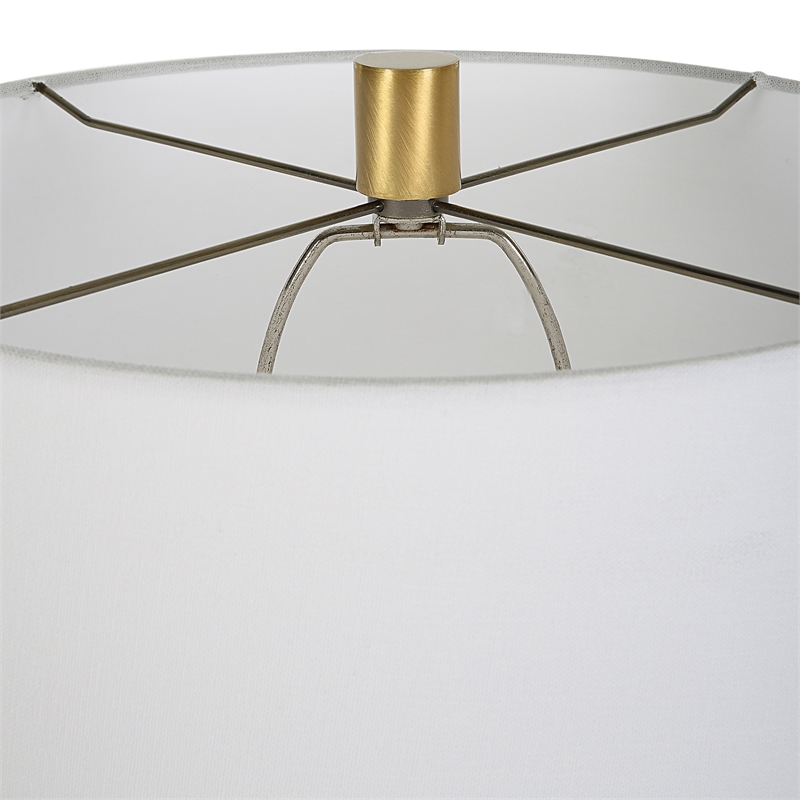 Uttermost Separate Contemporary Iron Metal and Fabric Table Lamp in Black/White