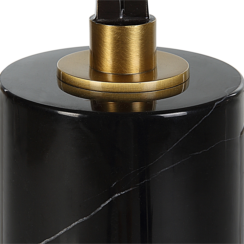 Uttermost Separate Contemporary Iron Metal and Fabric Table Lamp in Black/White