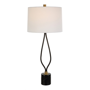 Uttermost Separate Contemporary Iron Metal and Fabric Table Lamp in Black/White