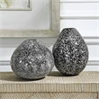 Uttermost Cosmic Contemporary Ceramic Vase in Black and White (Set of 2)