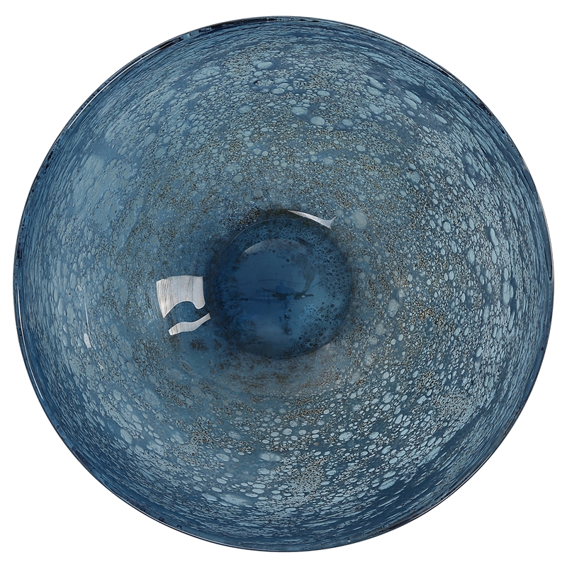 Uttermost Genovesa Coastal Blown Glass Decorative Bowl in Aqua Blue/Gold