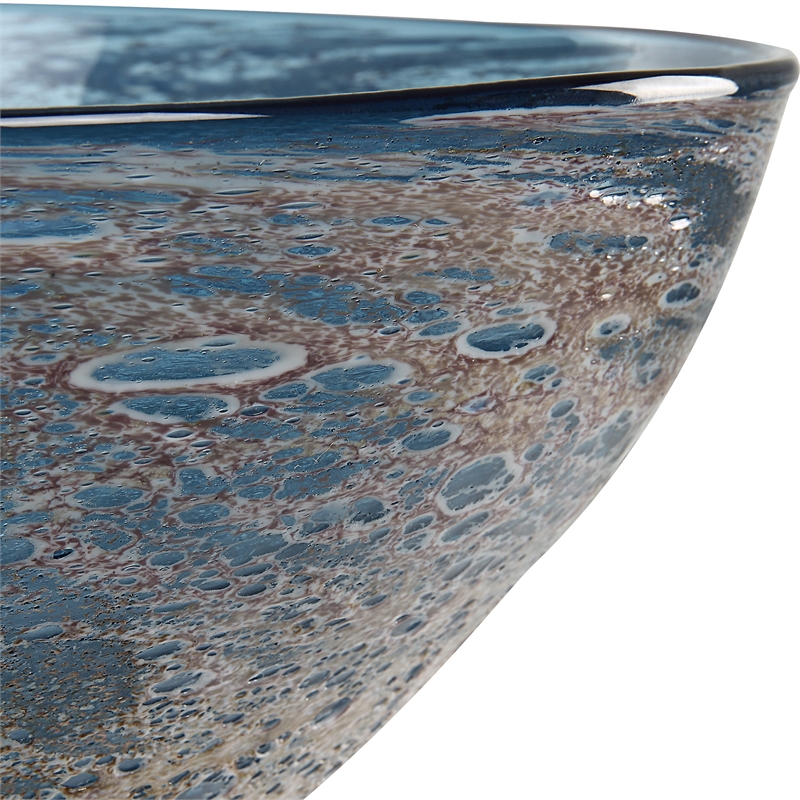 Uttermost Genovesa Coastal Blown Glass Decorative Bowl in Aqua Blue/Gold