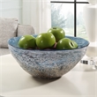 Uttermost Genovesa Coastal Blown Glass Decorative Bowl in Aqua Blue/Gold